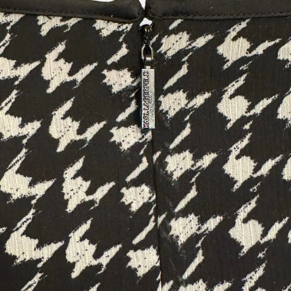 KARL LAGERFELD PARIS Houndstooth Belted Fit & Flare Dress, Size 14 - Picture 14 of 16